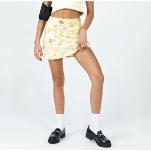 Rumor A-Line Mini Skirt High Waist Floral Print Yellow Multicolor Womens Size 10